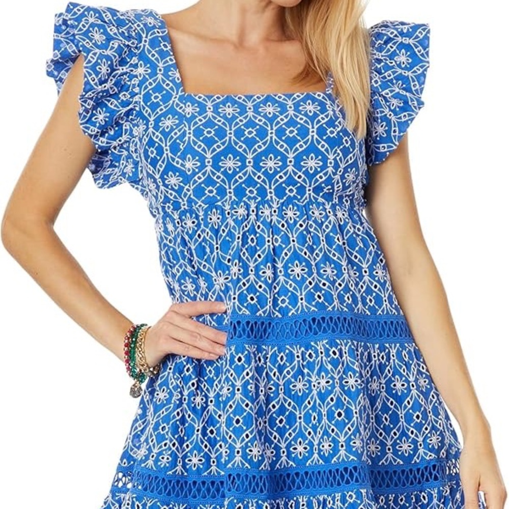 Lilly Pulitzer Blue and White Midi Dress
